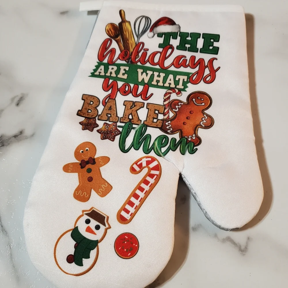 The holidays are what you bake them oven mitt